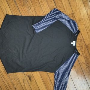 LulaRoe quarter sleeve black shirt